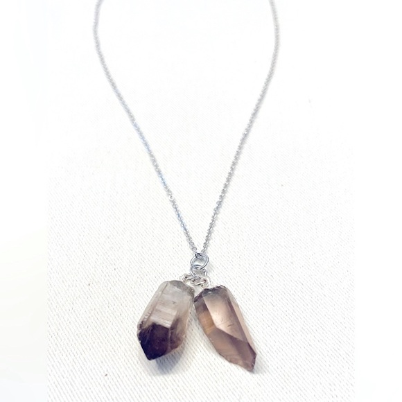 Smoky Quartz Silver Toned Necklace with Gift Box. Chain length - 17 inches. - Picture 3 of 9